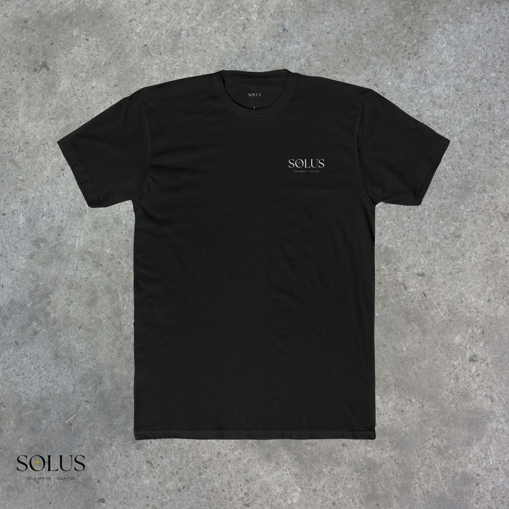 Religious Statue Graphic Tee — 'Solus' Cotton Crewneck T-Shirt
