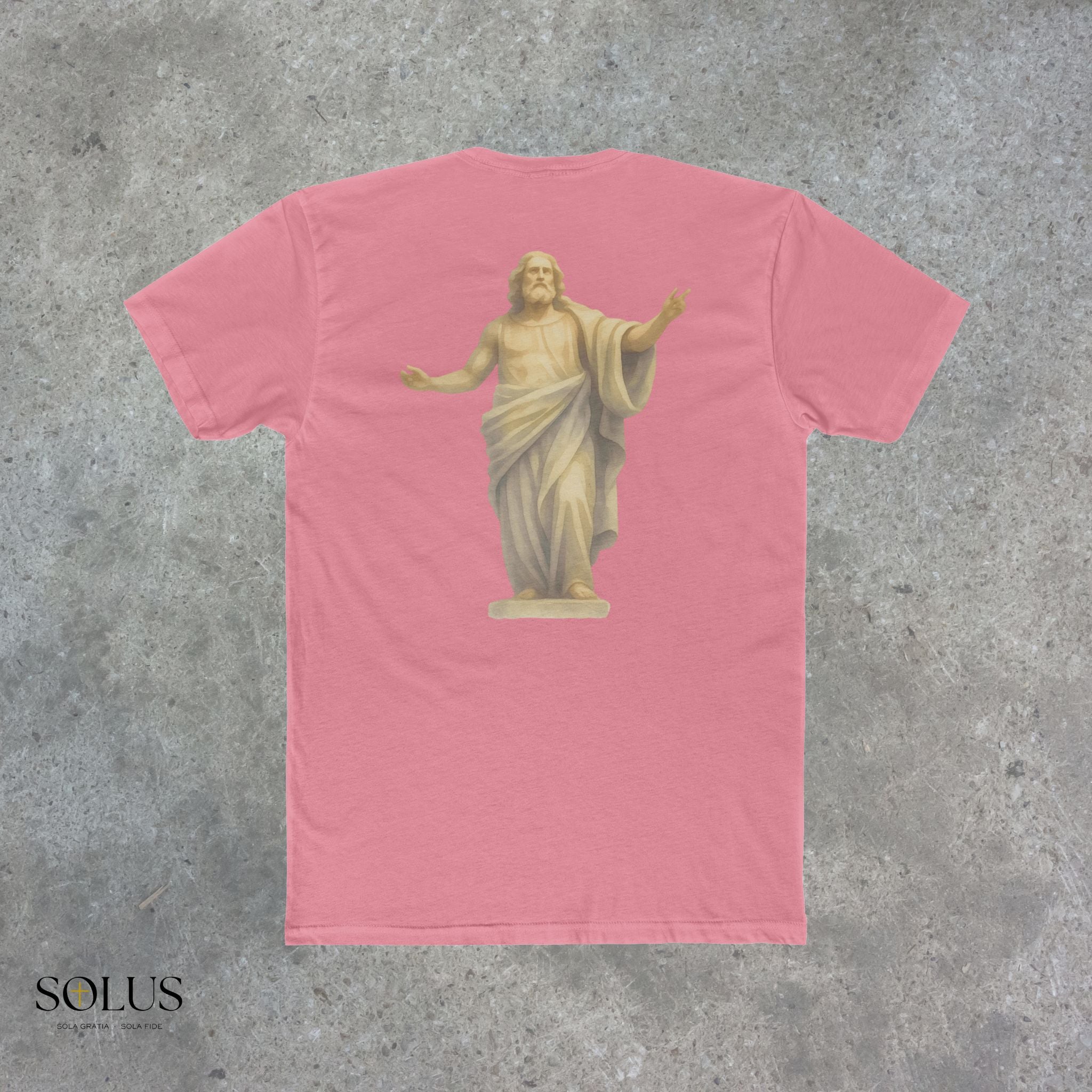 Religious Statue Graphic Tee — 'Solus' Cotton Crewneck T-Shirt