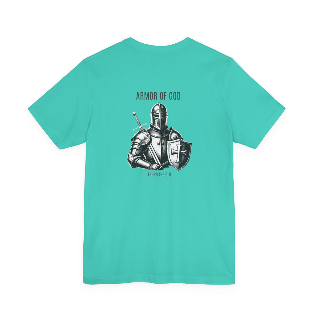 Armor of God Knight illustration Tee | Solus chest text, Ephesians 6:11 back design