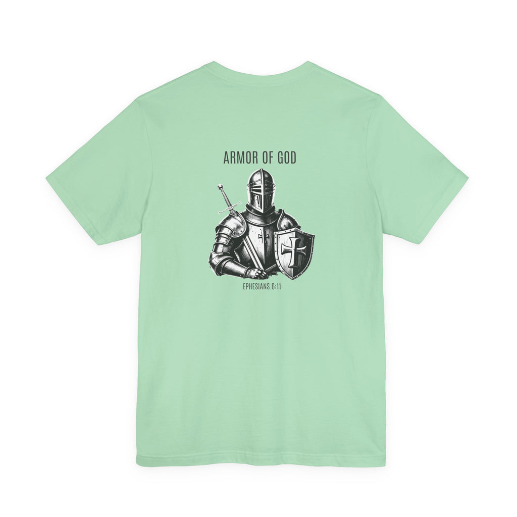 Armor of God Knight illustration Tee | Solus chest text, Ephesians 6:11 back design