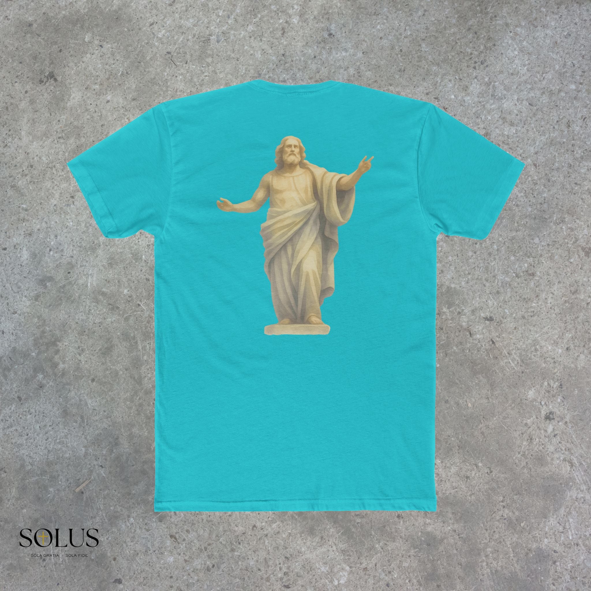 Religious Statue Graphic Tee — 'Solus' Cotton Crewneck T-Shirt
