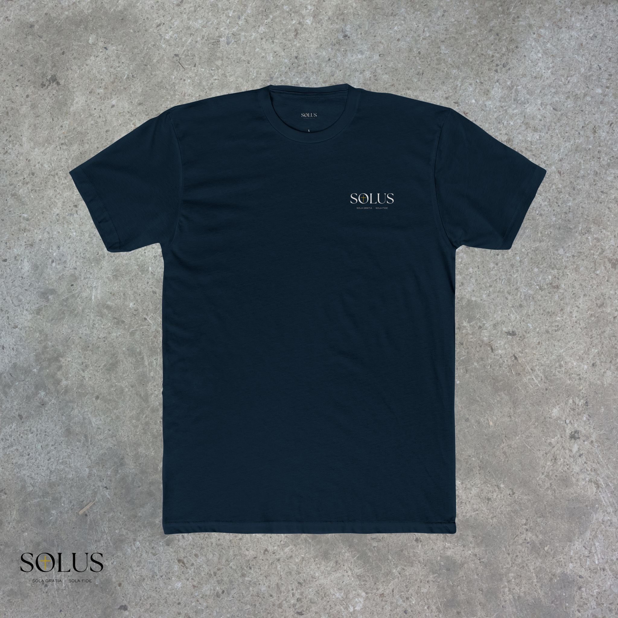 Religious Statue Graphic Tee — 'Solus' Cotton Crewneck T-Shirt