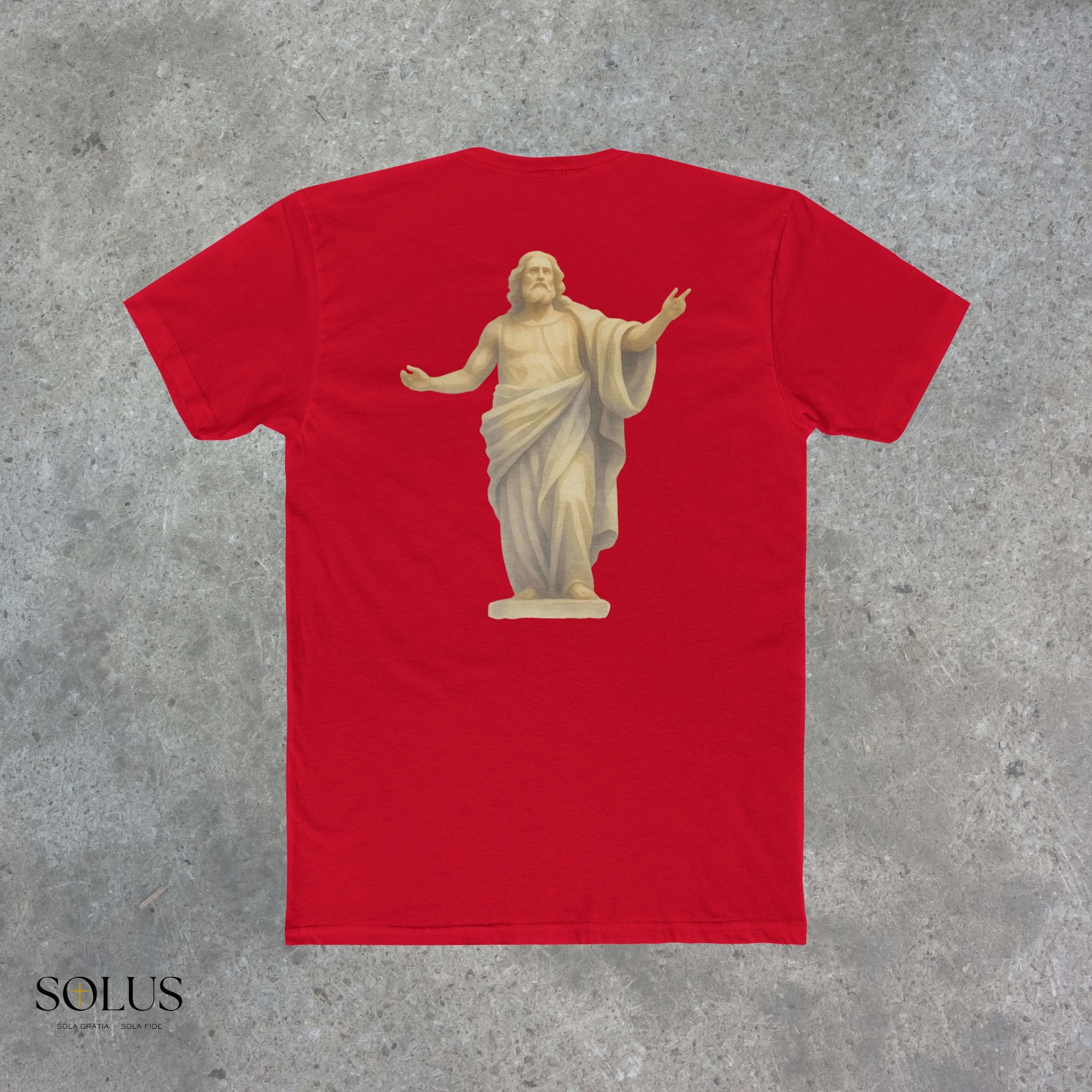Religious Statue Graphic Tee — 'Solus' Cotton Crewneck T-Shirt